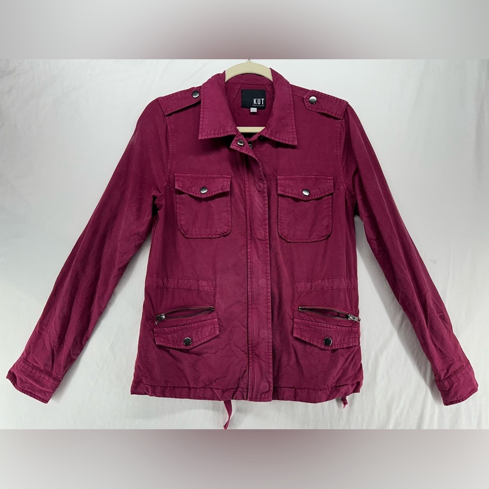 Kut From the Kloth Size Small Jacket Utility Lightweight Zip Soft Casual Red